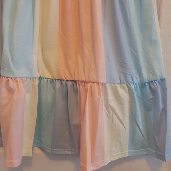 077. Multicolor Striped Color Block Tiered Mini Dress  Size M - Picture 11 of 16